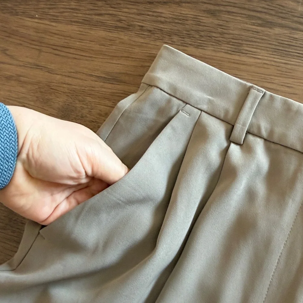 H&M Women's 8 Dk Taupe Wide Leg Dress Pants